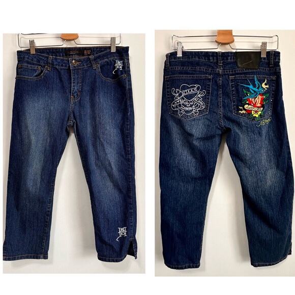 Ed Hardy X Christian Audigier Capri Jeans Love Kills Slowly Vintage 11 30x21 - Picture 1 of 11